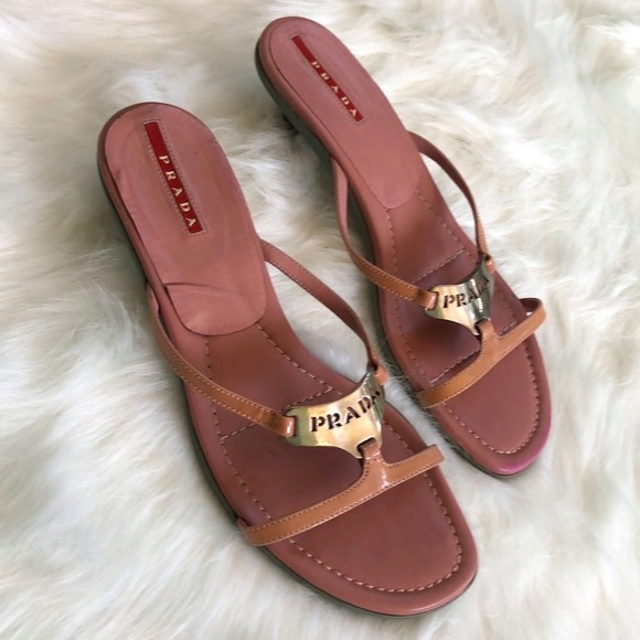 Prada Ladies Mauve Pink Kitten Heel Sandals Size 38 - Picture 8 of 16